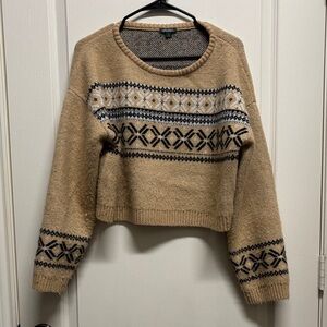 Wild Fable Tan and Black Patterned Sweater & Shorts Set